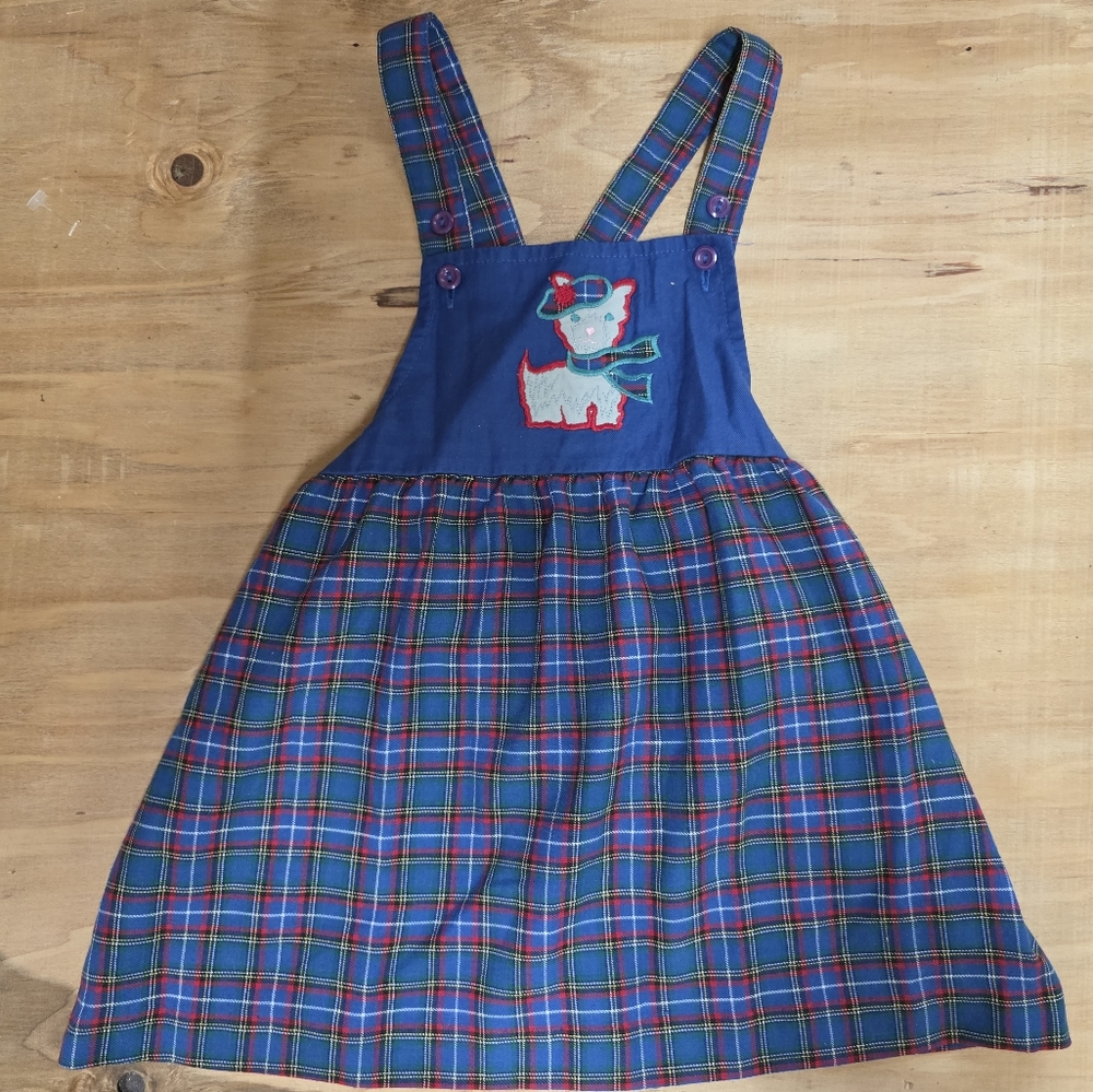 Charming Plaid Kids Dress with Embroidered Detail